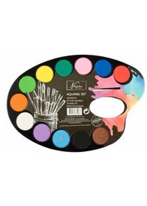 Nassau Akvarelov&eacute; barvy - paleta se &scaron;tětcem - 12 ks - AR0502/GE