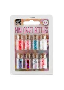 Craft ID Mini lahvičky na tvořen&iacute; - Srd&iacute;čka, kolečka - 8 ks - CR1215/GES