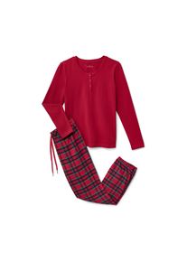 Tchibo - Flanelov&aacute; pyžamov&aacute; souprava - pro ženy - vel. XL 48/50 - barva: červen&aacute;