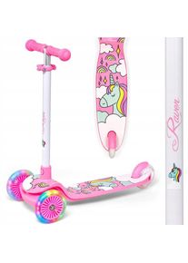 Raven Laviana Unicorn s LED koly white/pink dětsk&aacute; tř&iacute;kolov&aacute; koloběžka