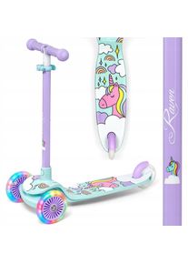 Raven Laviana Unicorn s LED koly violet/mint dětsk&aacute; tř&iacute;kolov&aacute; koloběžka