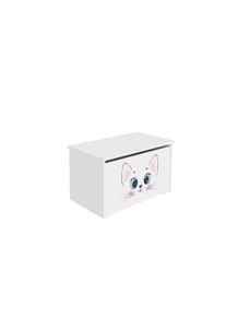 Truhla na hračky Daria b&iacute;l&aacute; s potiskem Pink Cat
