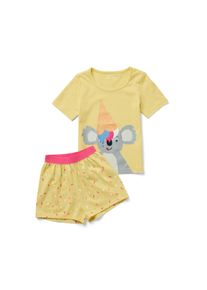 Tchibo - Dětsk&eacute; kr&aacute;tk&eacute; pyžamo - pro miminko - vel. 98/104 - barva: žlut&aacute;/s potiskem
