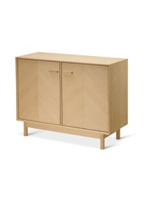 Tchibo - Komoda z jasanov&eacute;ho dřeva s dekorativn&iacute;mi čely dv&iacute;řek - barva: hněd&aacute;