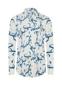 Tom Rusborg OF COPENHAGEN Velk&eacute; Velikosti - Tom Rusborg - Letn&iacute; ko&scaron;ile s pod&iacute;lem lnu a květinov&yacute;m potiskem - 4XL - B&iacute;l&aacute;