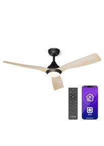 Klarstein Fiji Flow 2 v 1 Smart, stropn&iacute; ventil&aacute;tor, &Oslash; 132 cm, LED světlo, d&aacute;lkov&eacute; ovl&aacute;d&aacute;n&iacute;, ovl&aacute;d&aacute;n&iacute; přes aplikaci, dvousměrn&yacute; provoz