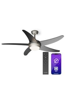 Klarstein Bolero 2 v 1 Smart, stropn&iacute; ventil&aacute;tor, &Oslash; 132 cm, světlo 55 W, d&aacute;lkov&eacute; ovl&aacute;d&aacute;n&iacute;, ovl&aacute;d&aacute;n&iacute; přes aplikaci, dvousměrn&yacute; provoz