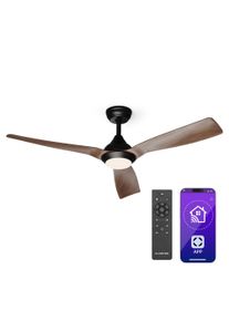 Klarstein Fiji Flow 2 v 1 Smart, stropn&iacute; ventil&aacute;tor, &Oslash; 132 cm, stm&iacute;vateln&eacute; LED světlo, d&aacute;lkov&eacute; ovl&aacute;d&aacute;n&iacute;, ovl&aacute;d&aacute;n&iacute; přes aplikaci, obousměrn&yacute; provoz