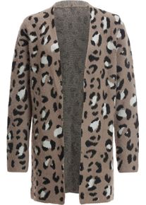 Damske Žak&aacute;rov&yacute; pleten&yacute; kab&aacute;tek s leopard&iacute;m vzorem taupe-čern&aacute;-vzor ,velikost 52