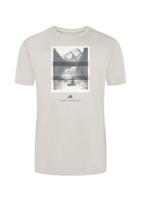 Velk&eacute; Velikosti - Adidas - Měkk&eacute; bavlněn&eacute; tričko s potiskem na předn&iacute; straně - XXL - B&eacute;žov&aacute;