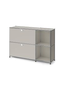 Tchibo - Kovov&aacute; odkl&aacute;dac&iacute; skř&iacute;ňka &raquo;Cn3 Slim Line&laquo; se 2 v&yacute;klopn&yacute;mi dv&iacute;řky, světle &scaron;ed&aacute;